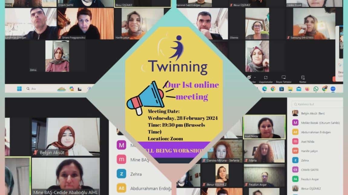 Well-Being Workshops -İyi Oluş Atölyeleri e-Twinning Projesi Başlıyor..